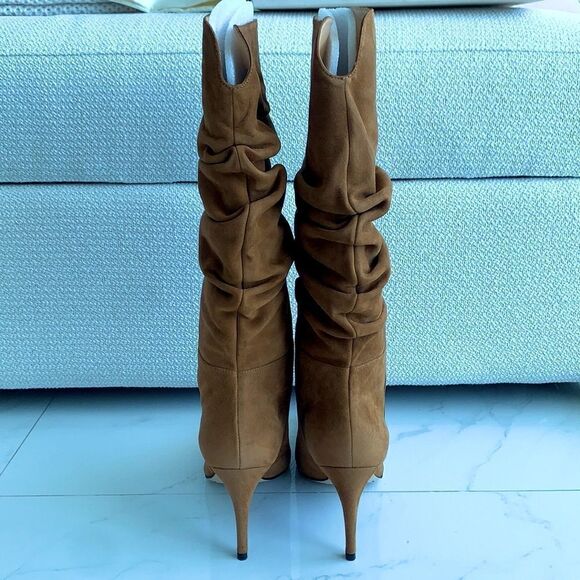 Alexandre Birman Lucy Suede Scrunch Boots Walnut Camel Brown - Picture 10 of 11